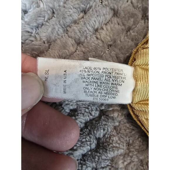 Christian Dior Gold Satin & Lace Panties Size M Vintage Lingerie Hi-Cut USA Made - Picture 5 of 6